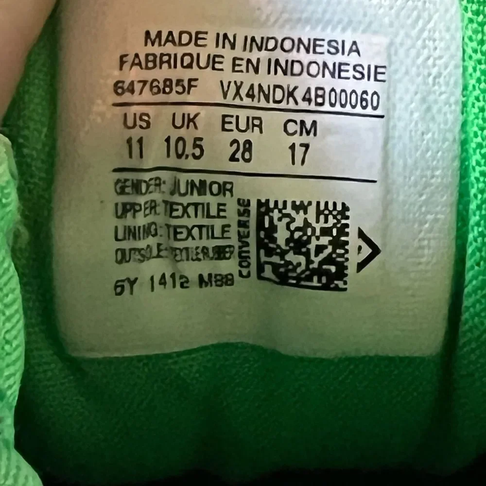 Converse All Stars unisex youth sneakers in grey, green‎ and black size 11